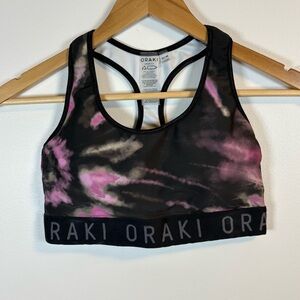 Oraki Women’s Purple Black Tie-Dye Sports Bra Size Medium Made in Canada